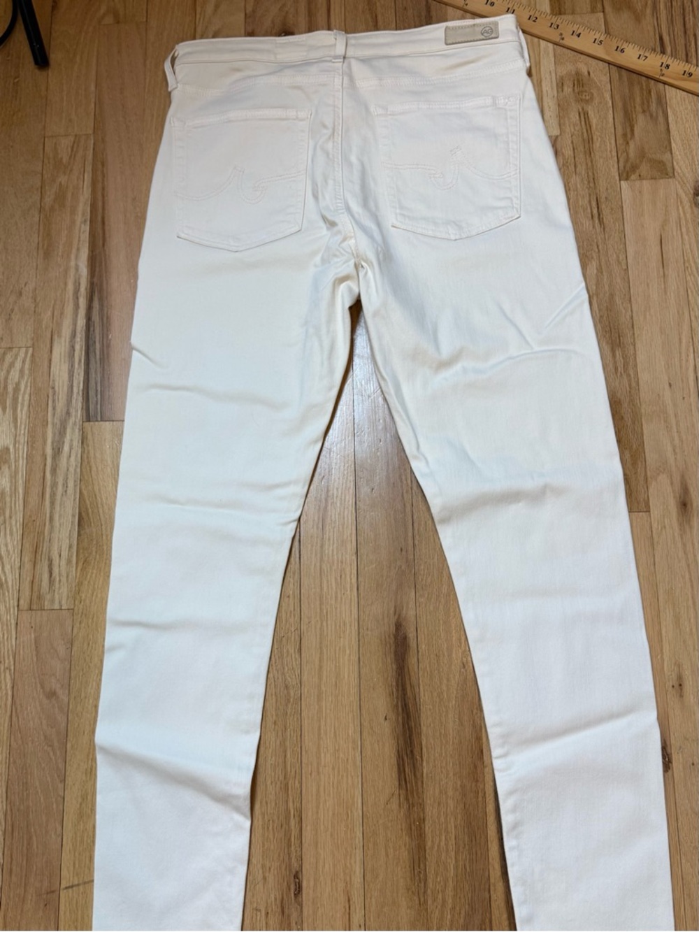 Ag Adriano Goldschmied White Farrah Ankle Seamless Skinny Jeans Ivory - Picture 9 of 12